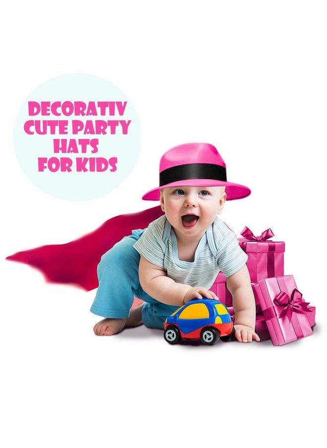 Novelty Place Novelty Place 24Pcs Neon Plastic Party Hats, Fedora with Gangster Mafia Style, UV Blacklight Glow Party Stars Rave Hats for Kids and Teens in Birthday, Concerts, Music Party  - Image 4
