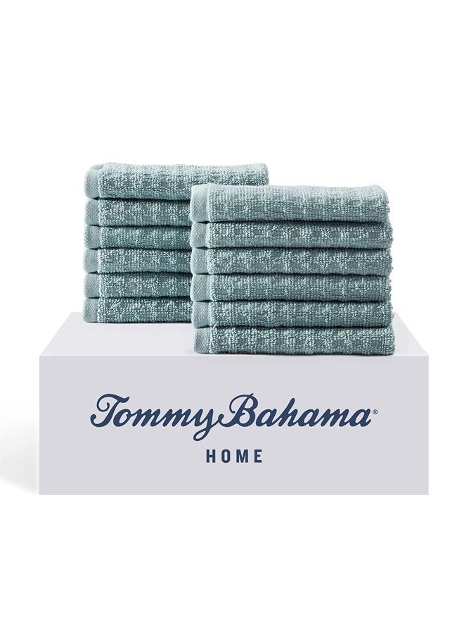TOMMY Bahama Washcloth Set, Highly Absorbent Cotton Bathroom Decor, Low Linting & Fade Resistant (Northern Pacific Turquoise, 12 Piece) - Image 1