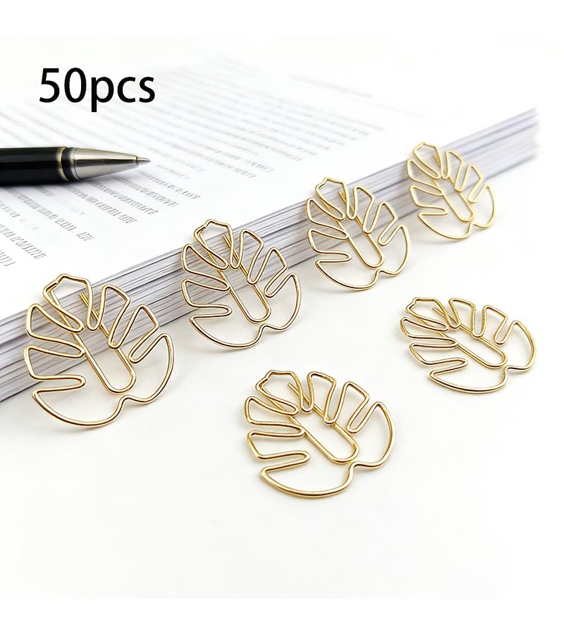 Golden Tortoiseshell Paper Clips 50pcs Decorative Office Stationery - Image 1