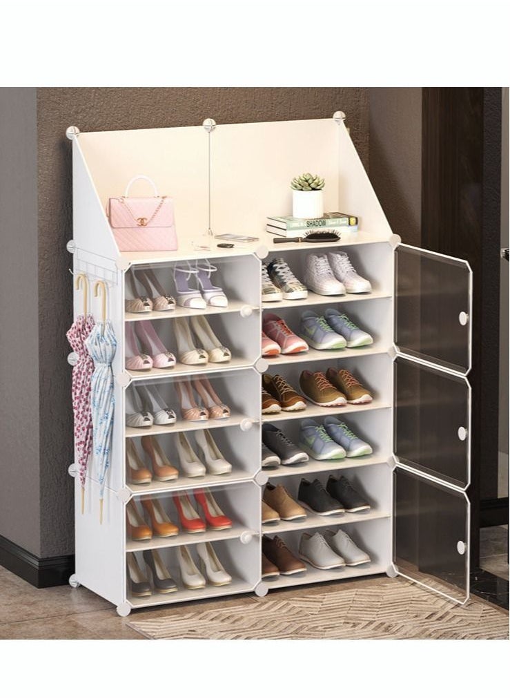 MIXDE - 12-Cube DIY Shoes Rack Wardrobe Storage Multi Use Modular Organizer Plastic Cabinet With Shelf - Image 1