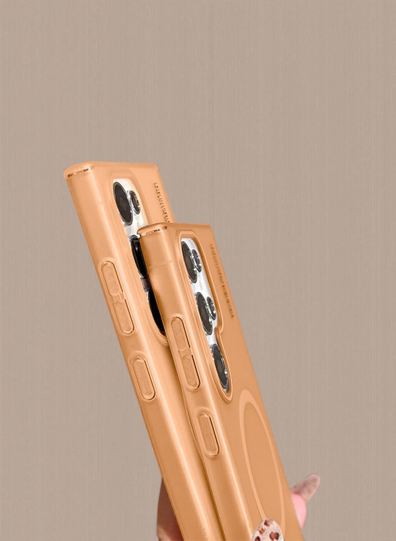 Syndee Samsung Galaxy S25 Ultra 5G 2025 Syndee Series Hybrid Translucent Magsafe with Magnetic Charging Raised Camera Lips Elegant Look Case Cover (MCMPMN) - Orange - Image 3