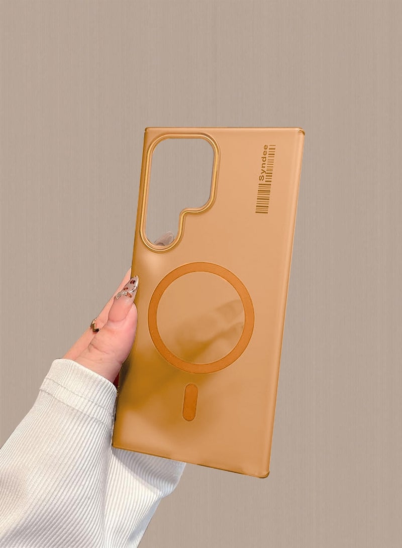 Syndee Samsung Galaxy S25 Ultra 5G 2025 Syndee Series Hybrid Translucent Magsafe with Magnetic Charging Raised Camera Lips Elegant Look Case Cover (MCMPMN) - Orange - Image 2