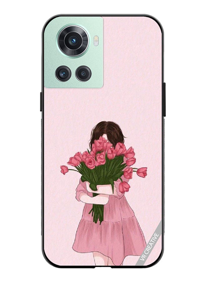 VR CREATIVE Protective Case Cover For OnePlus 10R Girl Hugging Bouquet Design Multicolour - Image 1