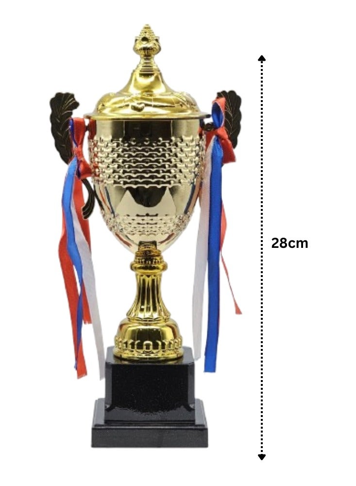 سبال مجموعة من ٣ كؤوس ذهبية معدنية من الحديد - ٣٤ سم، ٣٤ سم، ٢٨ سم | جوائز مميزة للفعاليات الرياضية والبطولات ودوريات كرة القدم والتعاون الجماعي - Image 2