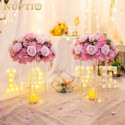 NUPTIO Acrylic Vase Wedding Centrepieces 2 Pcs 157in Tall Flower Stand Flowers Vases for Birthday Party Weddings Table Decorations Elegant Geometric Column Centrepiece Display Stands Holder - Image 3
