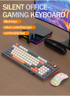 RAIKU 98-Key Wired Keyboard, Membrane Knob Keyboard, Color-coded Illuminated Mechanical Feeling, Mute, RGB Lighting Effects, Built-in Volume Knob, Suitable for Gaming, Office Use  - Image 2