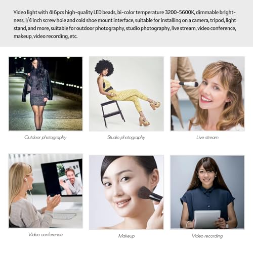 SooPii Portable LED Video Light Panel for DSLR Camera, Dimmable Bi-Color 3200K-5600K, Adjustable Brightness LED Fill Light for Photography, YouTube, Vlogging, Shooting & Studio Lighting - Image 3