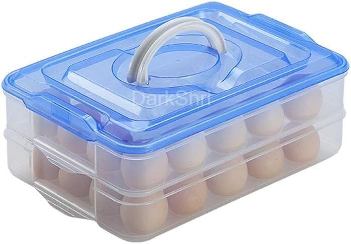 DarkShri 24 Grid Square Egg Storage Box - Egg Refrigerator Storage Tray Abs Plastic Egg Storage Containers For Fridge And Kitchen Egg Storage Bins Basket With Carry Holder (2 Layer,Multicolor) - Image 5