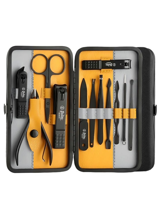 Beauté Secrets Essentials Manicure Set Nail Clippers, Stainless Steel Nail Scissors Grooming Kit, Acne needle, Blackhead Tool Leather Travel Case (Grey Yellow) - pzsku/ZCA93F0FE740777866187Z/45/_/1738306118/292fab43-daba-4a06-b671-23e3815ce0e4