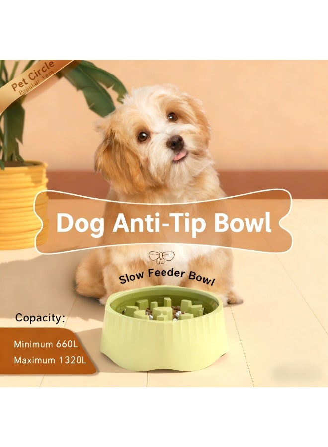 EPET 2-in-1 Pet Slow Feeder Dog Bowl & Regular Food Dish - Adjustable Anti-Gulping Bloat Stop Interactive Puzzle Bowl for Fast Eaters - BPA-Free Plastic (Green) - Image 4