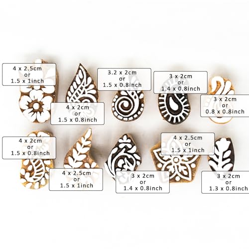 Hashcart Wooden Indian Traditional Design Printing Stamps/Blocks for Printing Saree Border/Dresses/Craft Card Making/Scrapbook/Clay Pottery (Set of 10) - Image 4
