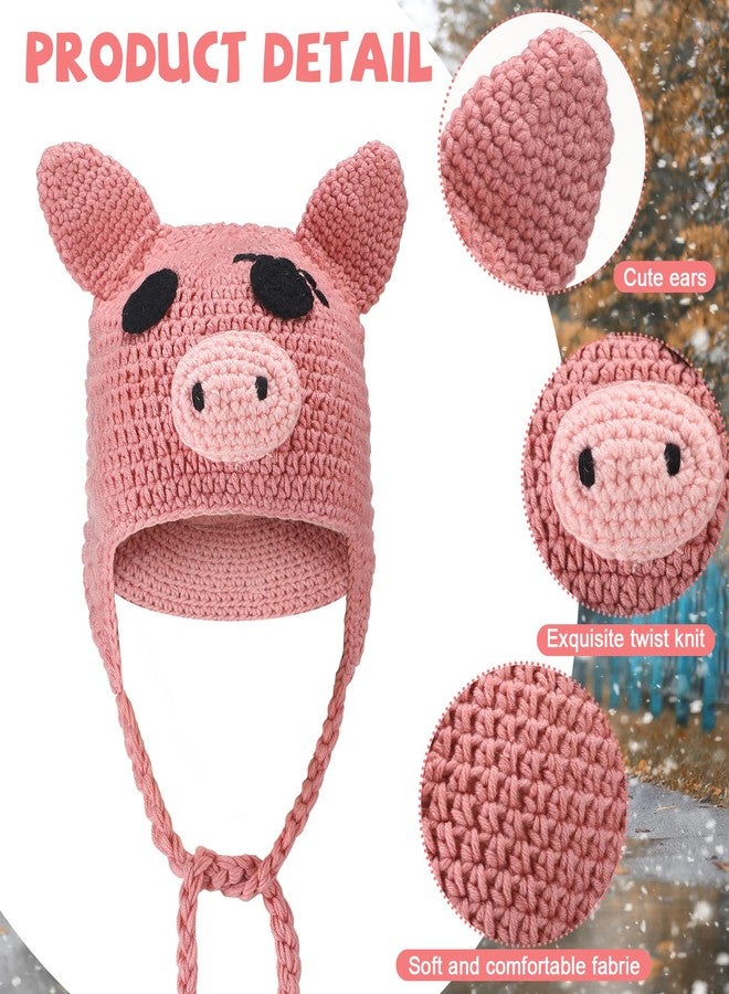 Yearntown 3 Pcs Bird Pig Elephant Hats Pig Elephant World Book Day Book Character Costumes Accessories Crochet Caps with Realistic Eyes for Party Cosplay Dress up - Image 4