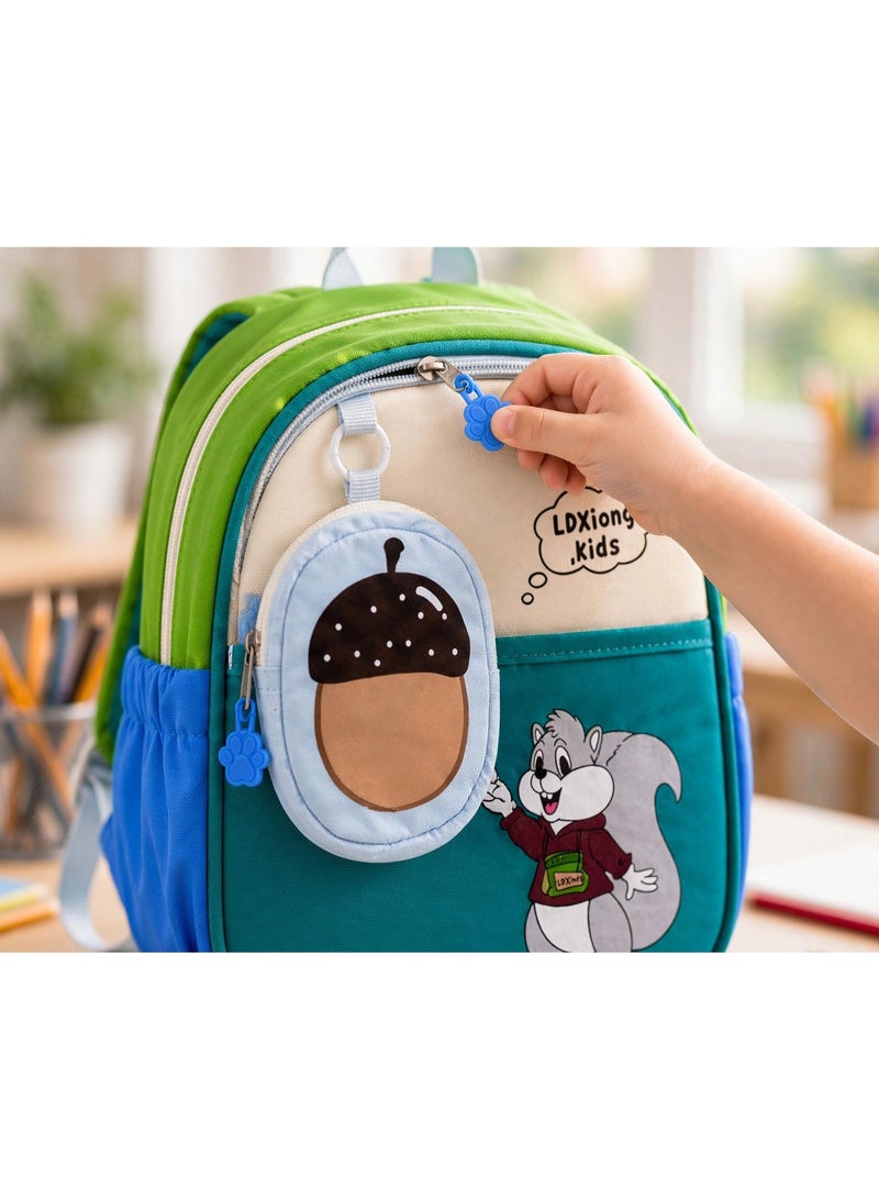 Kids Backpack with Mini Acorn Pouch, Lightweight School Bag with Side Bottle Pockets, Breathable Back & Safety Chest Buckle for Boys and Girls - Image 2