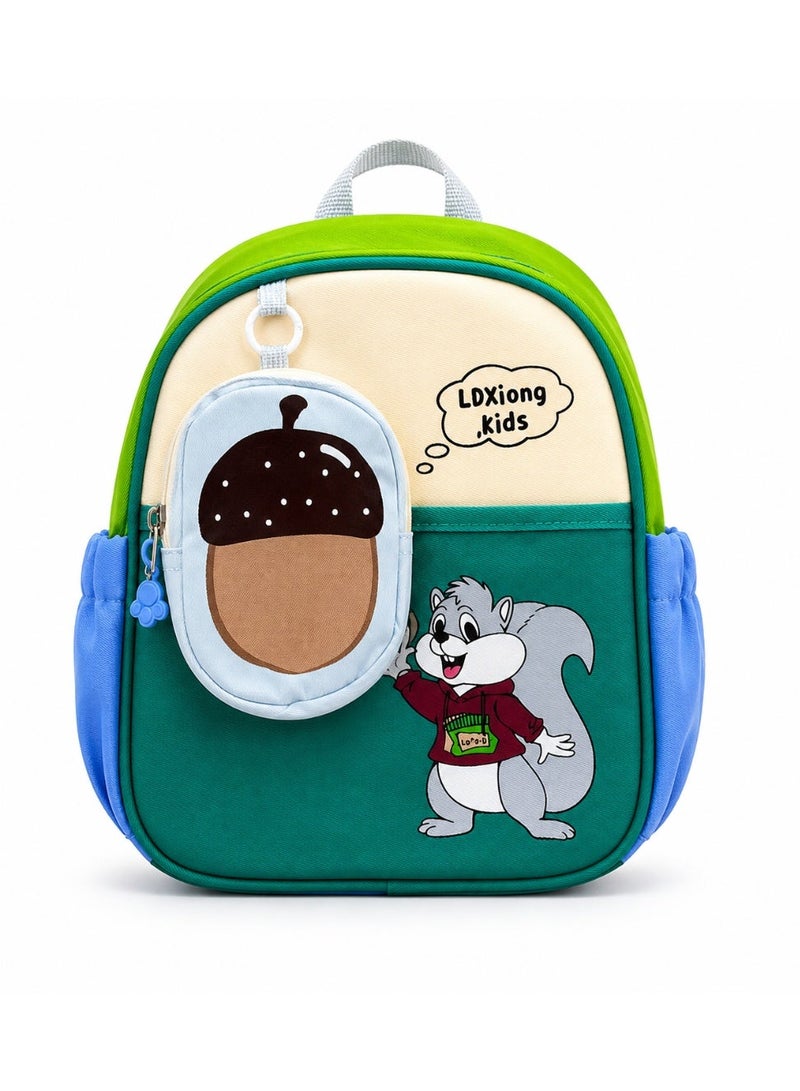 Kids Backpack with Mini Acorn Pouch, Lightweight School Bag with Side Bottle Pockets, Breathable Back & Safety Chest Buckle for Boys and Girls - Image 1