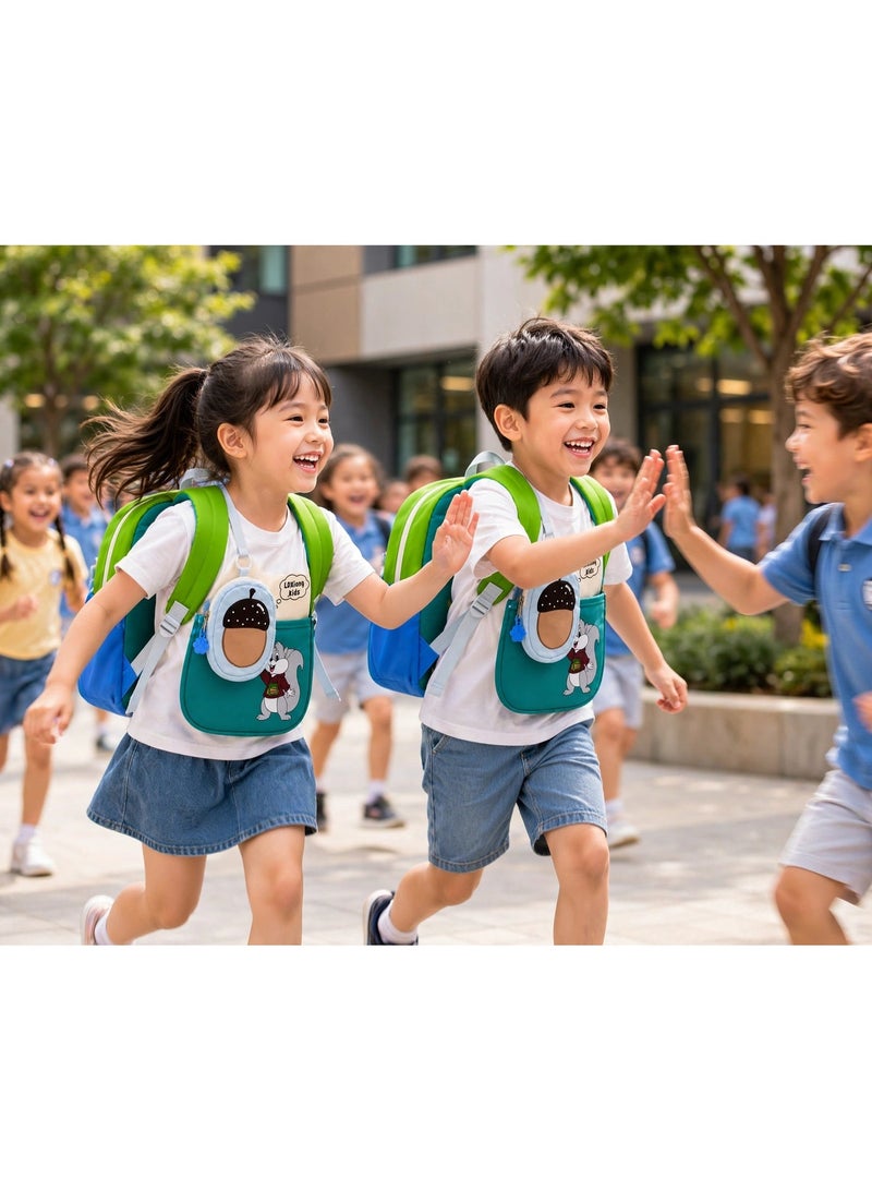 Kids Backpack with Mini Acorn Pouch, Lightweight School Bag with Side Bottle Pockets, Breathable Back & Safety Chest Buckle for Boys and Girls - Image 3