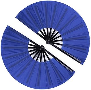 Minelife Minelife 2 Pack Large Folding Hand Fan,  Nylon-Cloth Vintage Retro Fabric Fans, Chinese Kung Fu Tai Chi Hand Fan for  - Image 1