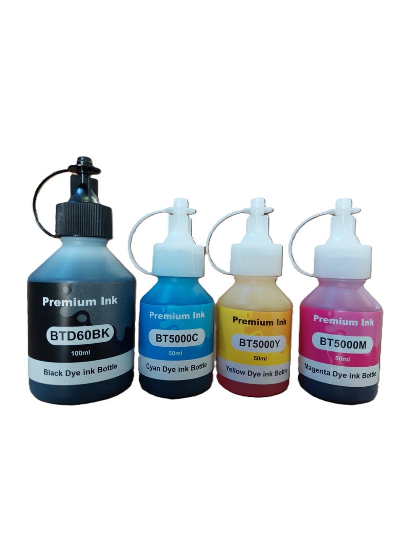 Premium Compatible BT D60K BT5000C BT5000Y BT5000M Ink for Brother Ink Tank 4-Color (Black Cyan Magenta Yellow) Printers Refill for DCP - T300 T500W T700W T310 T510W T710W MFC - T800W T810W T910W T4500DW - Image 1