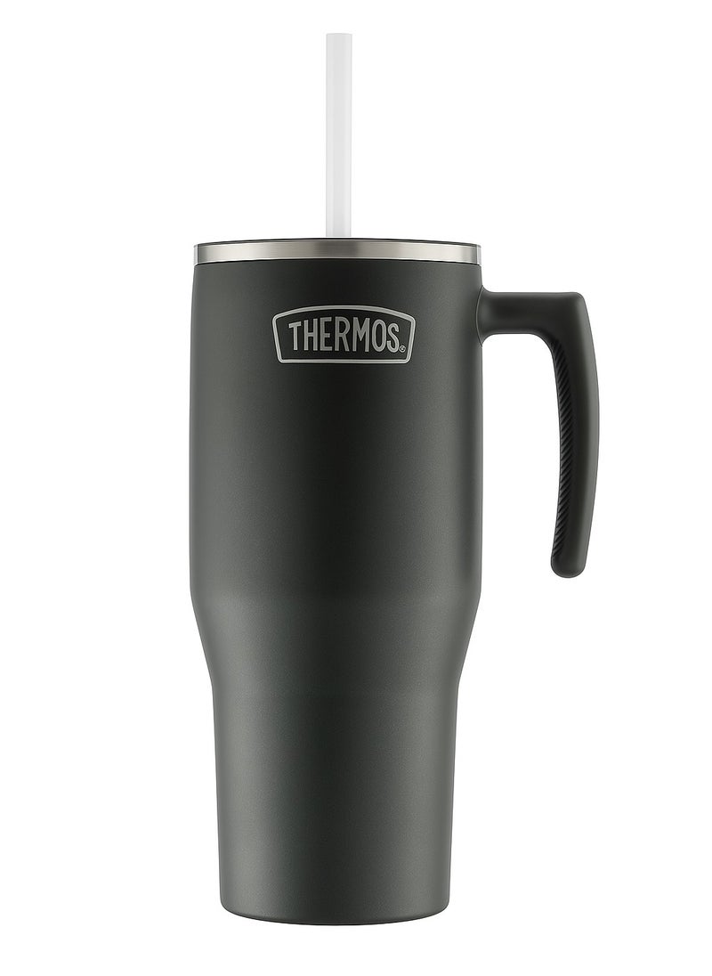 THERMOS THERMOS STAINLESS STEEL VACUUM INSULATED GREY MUG WITH STRAW 1.1LTR, OT-1100GY, TRAVEL MUG, THERMOS MUG, INSULATED TUMBLER  - Image 1