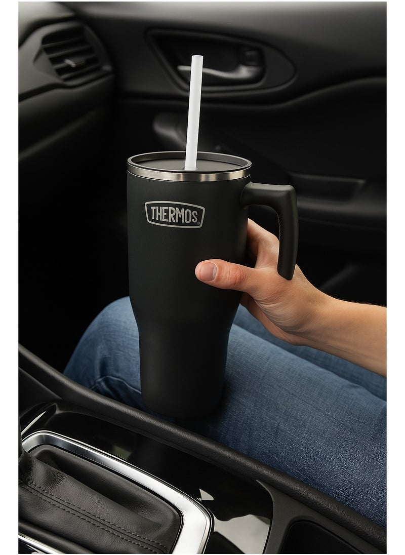 THERMOS THERMOS STAINLESS STEEL VACUUM INSULATED GREY MUG WITH STRAW 1.1LTR, OT-1100GY, TRAVEL MUG, THERMOS MUG, INSULATED TUMBLER  - Image 5