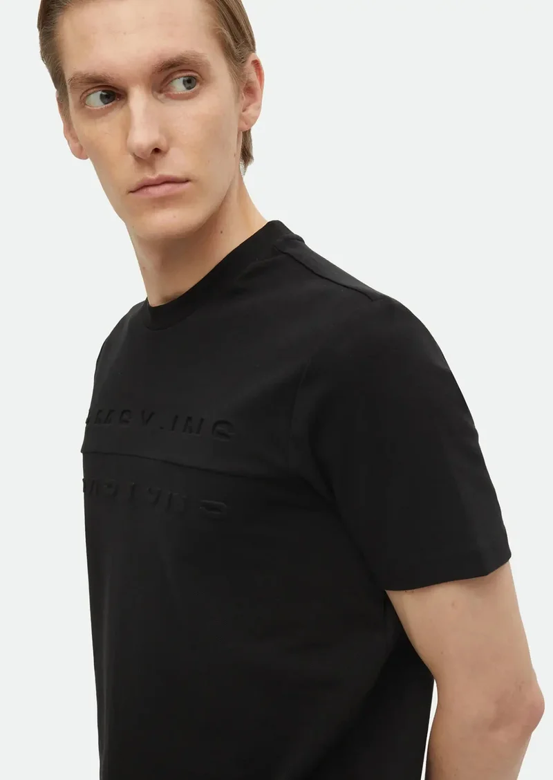 RAMSEY Black Printed Crew Neck 100% Cotton T-Shirt