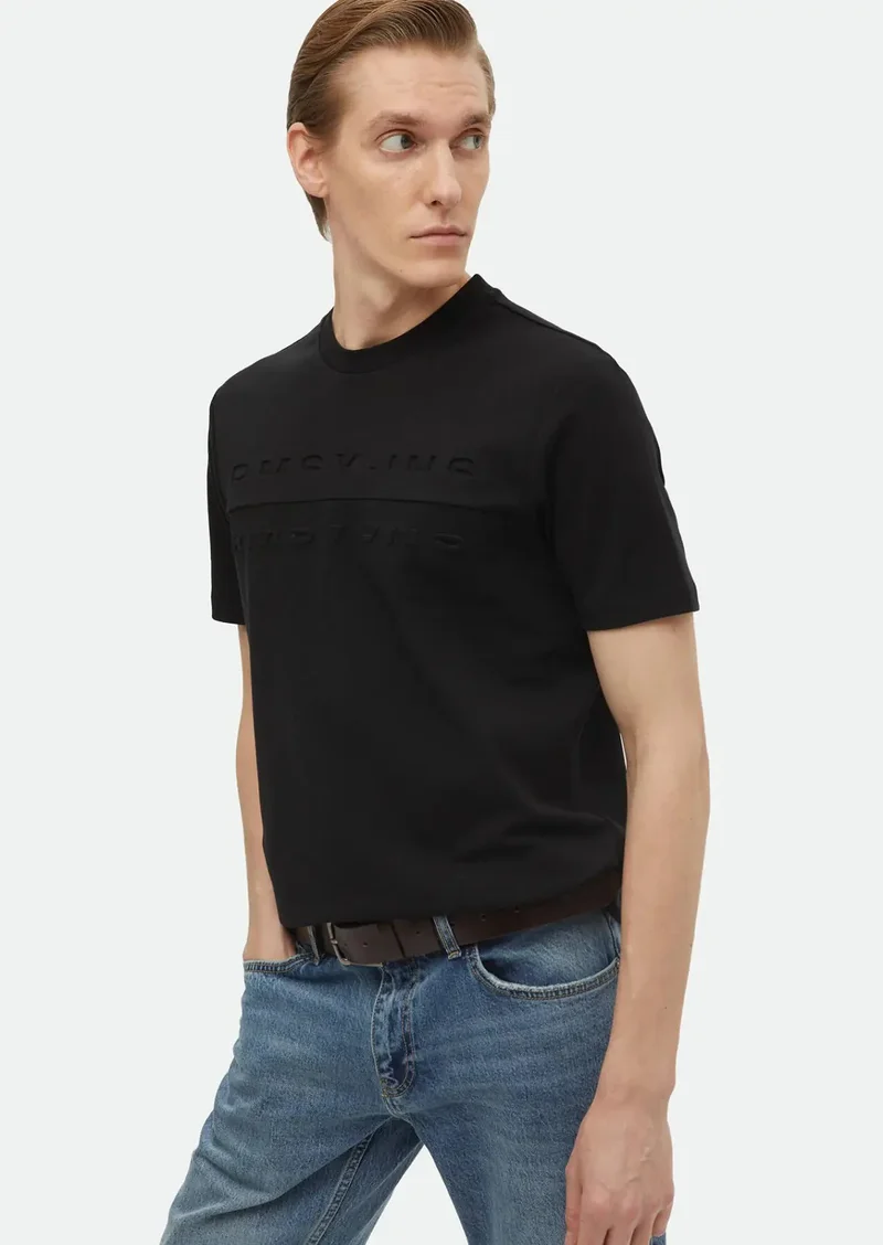 RAMSEY Black Printed Crew Neck 100% Cotton T-Shirt