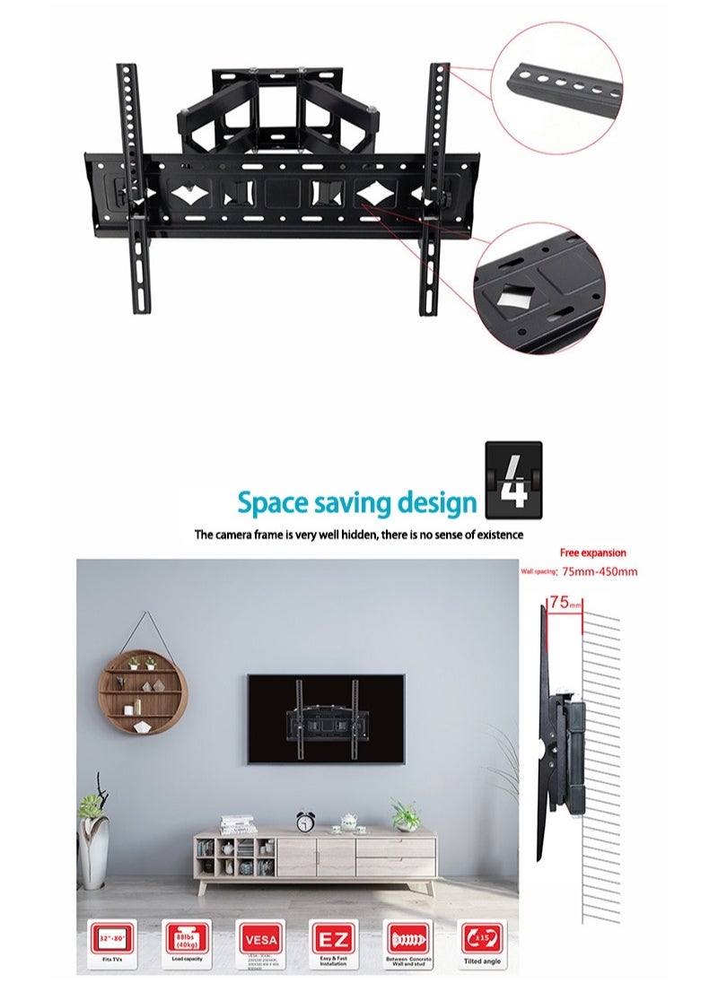 FlashHawk Full Motion TV Wall Mount Swivel Tilt and Retractable for Most 42-80 inch TVs  - Image 5