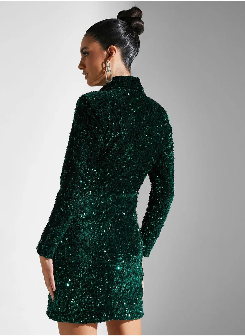 Golden Apple Sequin Detail Dress