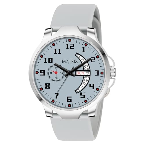 Matrix Classic 2.0 Day & Date Analog Watch with Softest Silicone Strap for Men & Boys (Teal) (Grey) - Image 3