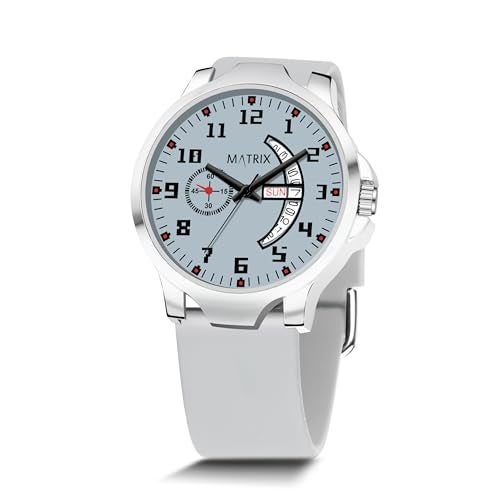 Matrix Classic 2.0 Day & Date Analog Watch with Softest Silicone Strap for Men & Boys (Teal) (Grey) - Image 4