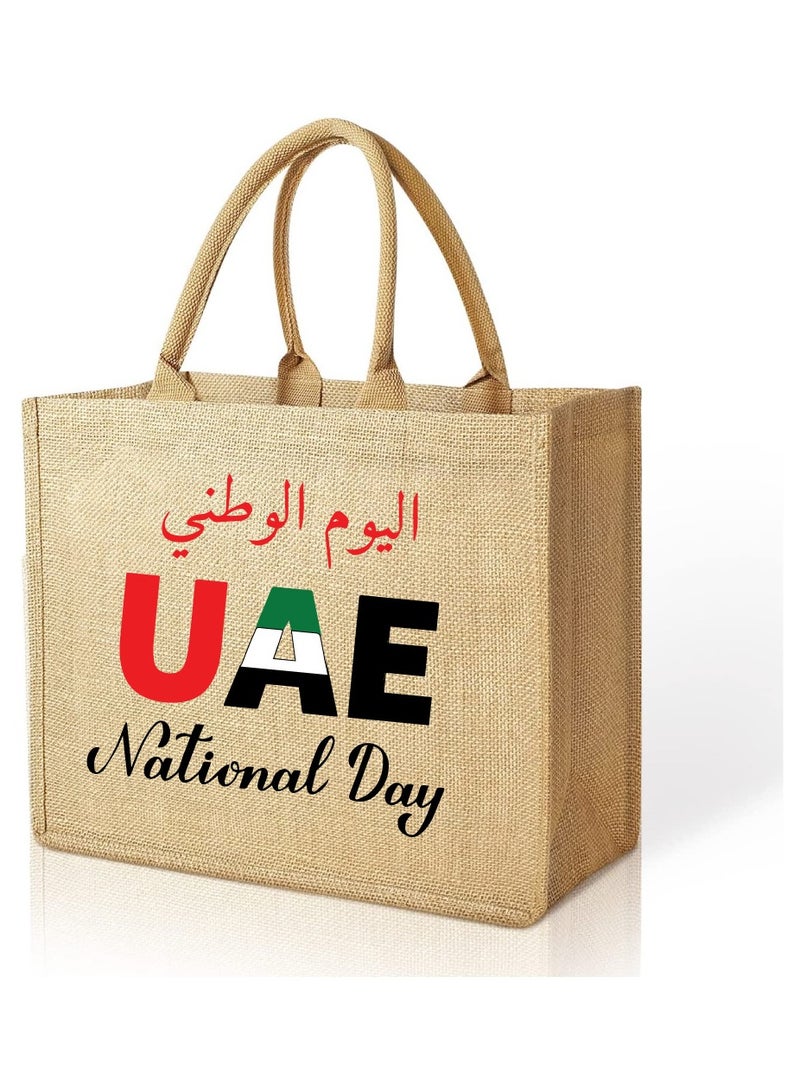 UAE National Flag day Design Printed Jute Bag - Reusable Eco-Friendly Tote for Groceries - Shopping and More - Image 1