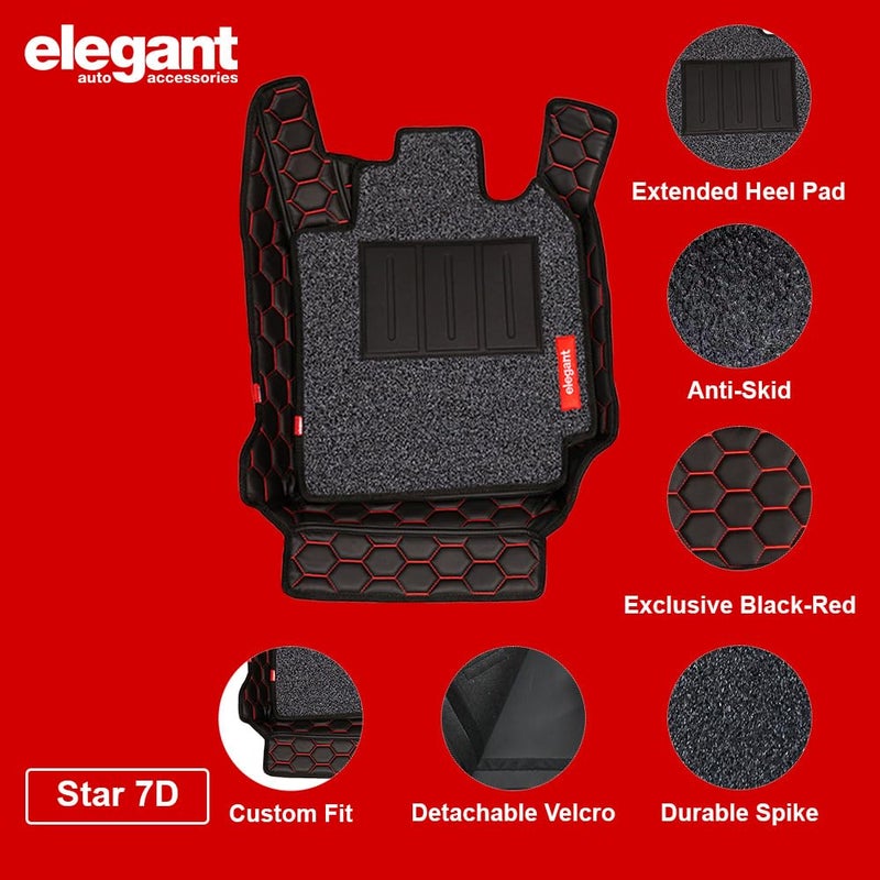Elegant PVC Custom Fit 7D Floor/Foot/Mat For Car (Black And Red ) - Image 2