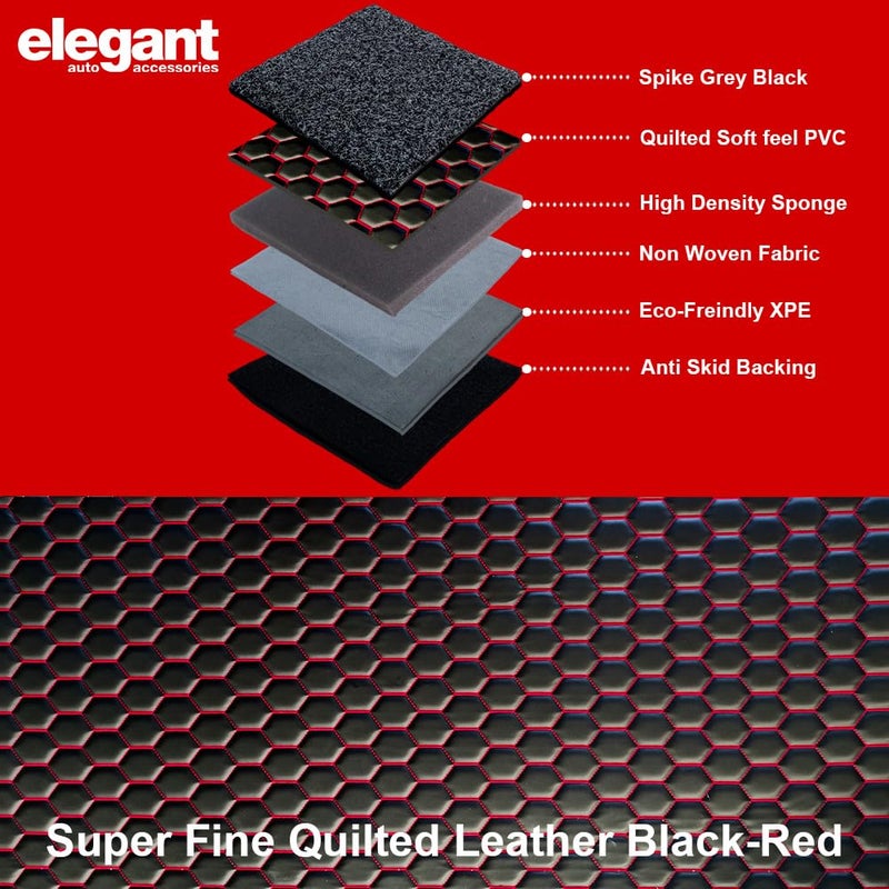 Elegant PVC Custom Fit 7D Floor/Foot/Mat For Car (Black And Red ) - Image 3