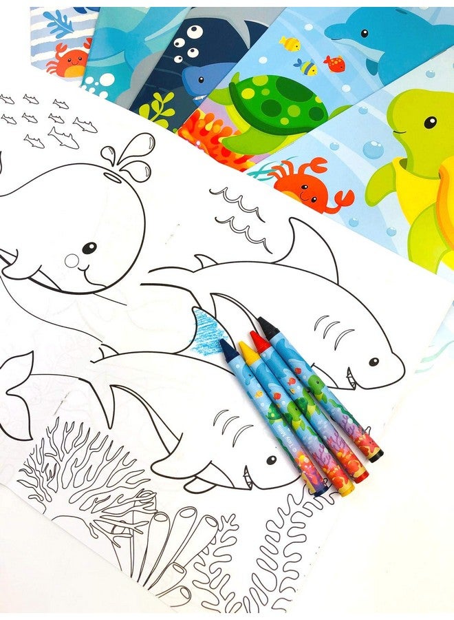 TINYMILLS Sea Turtles Animals Coloring Book Set With 12 Coloring Books And 48 Crayons Ocean Animals Birthday Party Supplies Favor Bag Filler Carnival Prizes Rewards - Image 4