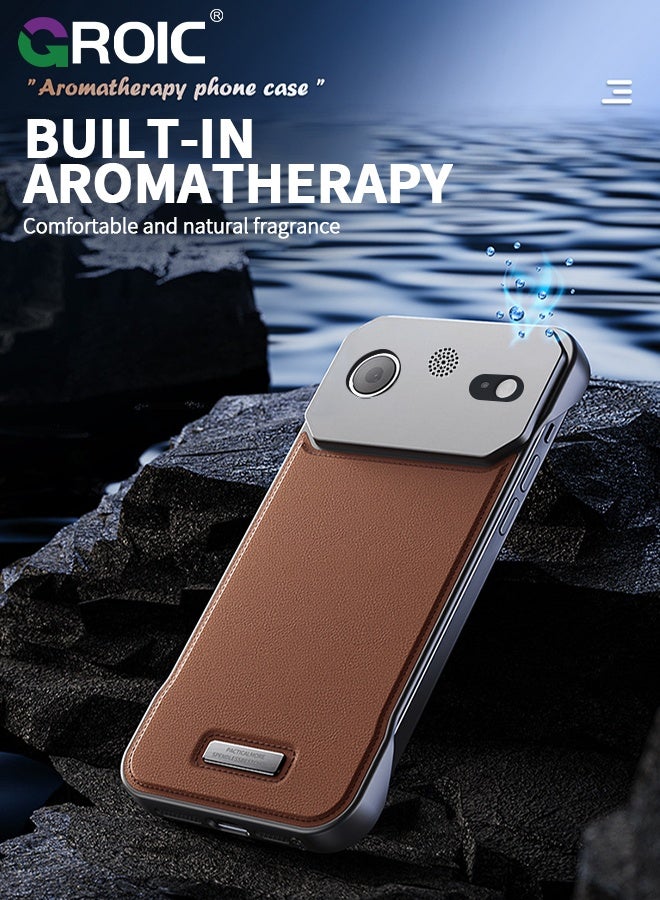 GROIC iPhone 17 Air Case,Luxury Aromatherapy Pu Leather Magnetic Slim Phone Case,Magnetic iPhone 17 Air Phone Cover,Frameless Minimalist Design iPhone 17 Air Phone Shell 6.5inch - Image 3