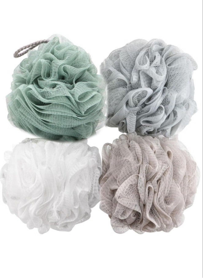 4 قطع إسفنجة استحمام إسفنجة استحمام شبكية ليفة كرة استحمام إسفنجية لتنظيف الجسم - Image 1