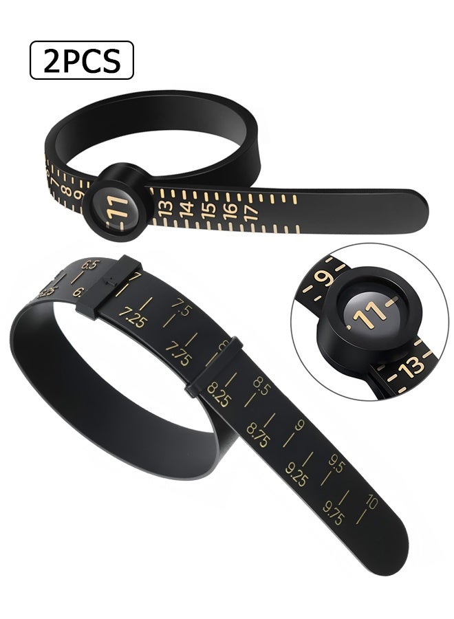 دبليو أف أف أو مجموعة أدوات قياس الحلقة وأداة قياس الحاجز للحزام -مع زجاج مكبر قابل لإعادة الاستخدام قياس الإصبع لحجم الحلقة -الحجم الأمريكي، أداة قياس الحاجز الشامل -أحجام المملكة المتحدة -للنساء الرجال (أسود) - Image 1