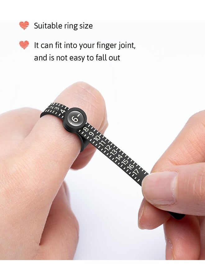 دبليو أف أف أو مجموعة أدوات قياس الحلقة وأداة قياس الحاجز للحزام -مع زجاج مكبر قابل لإعادة الاستخدام قياس الإصبع لحجم الحلقة -الحجم الأمريكي، أداة قياس الحاجز الشامل -أحجام المملكة المتحدة -للنساء الرجال (أسود) - Image 4