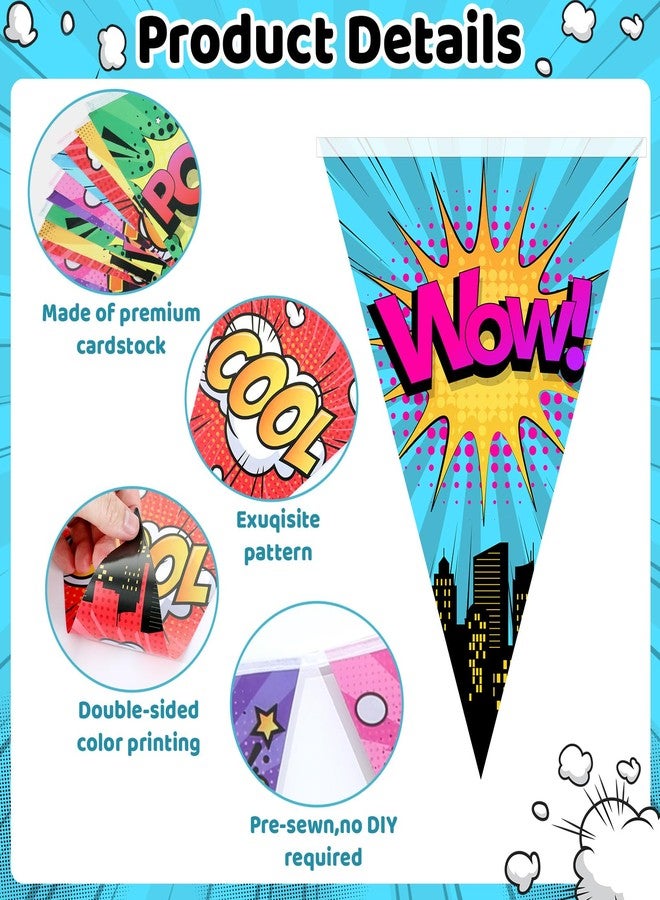 MinFyberd 5Pcs Hero Birthday Party Banner Decorations Super Theme Ceiling Hanging Banners 49.2 Ft Hero Action Paper Pennant Flag Heroes Bunting Banner Garland for Boys Birthday Party Supplies Wall Decoration - Image 3