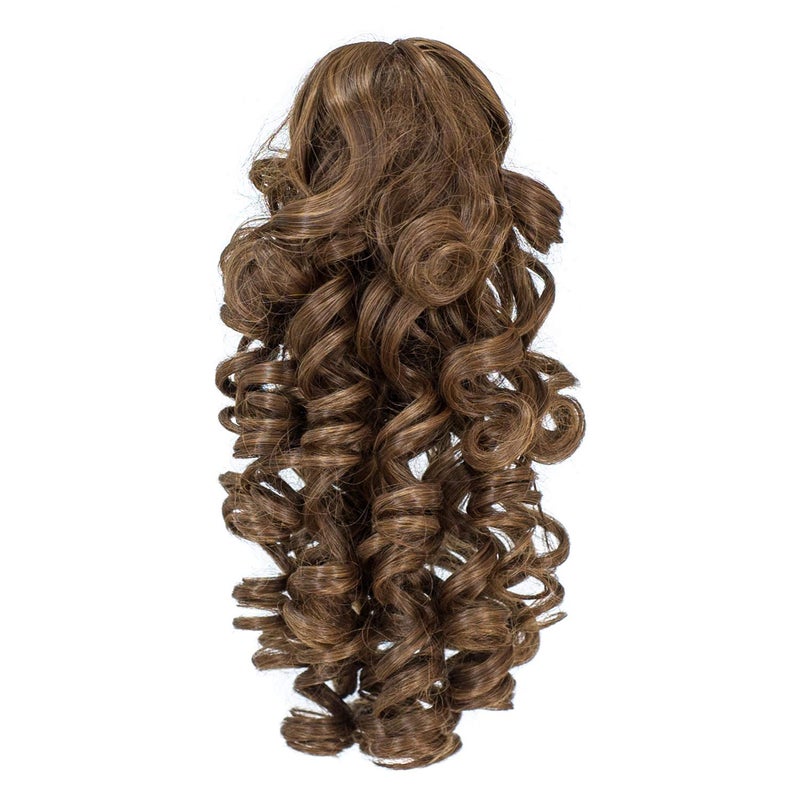 SWACC 12-Inch Short Screw Curls Claw Clip Ponytail Extensions Synthetic Clip in Drawstring Curly Ponytail Hairpiece Jaw Clip Hair Extension (Dark Brown Medium Auburn Mixed-4/30#) - Image 5