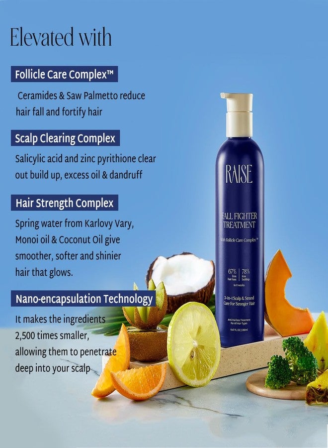 Raise Fall Fighter 3-in-1 Anti Hair Fall & Scalp Treatment Mask + Conditioner | Clinically Proven 67% Less Hair Loss | Patented Follicle Care Complex with Coconut Oil & Pineapple | 280ml - Image 5