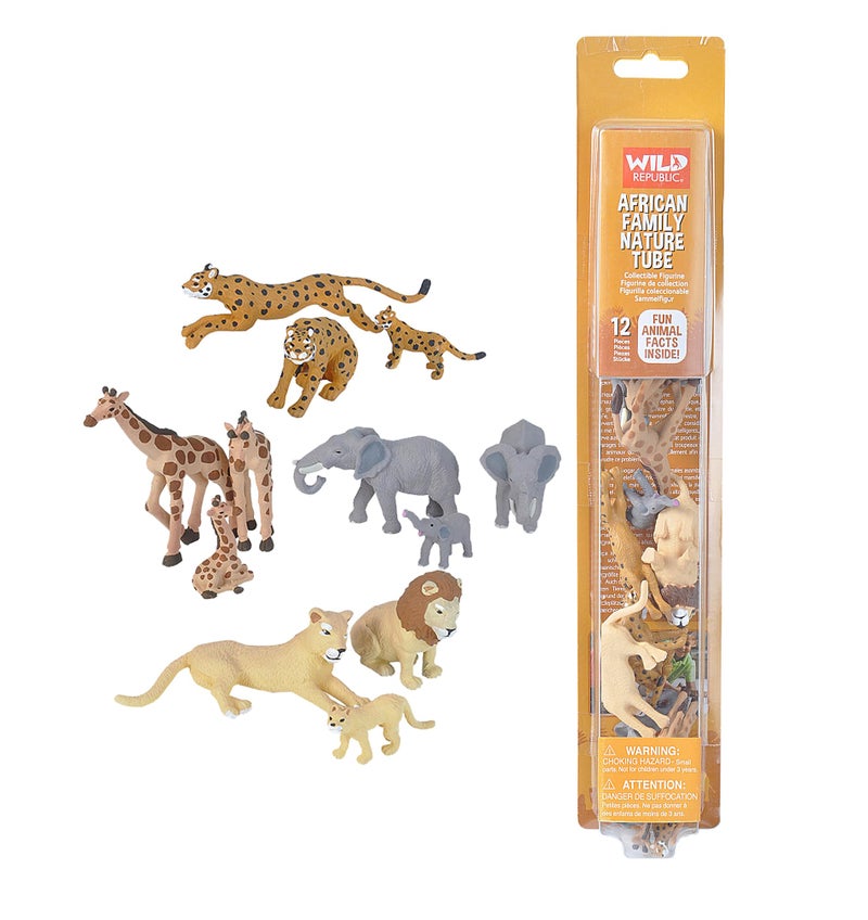 Wild Republic African Family Animal Figurines Tube Zoo Animal Toys Elephant Lion Giraffe and Cheetah Families Collection - Image 2