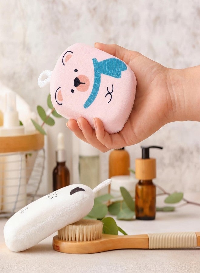 Ferrochef 3 Pcs Bath Loofah Sponge Animal Pattern Design Loofah Sponge Soft Exfoliating Body Scrubber for Shower Gentle Skin(White,Pink,Bear,Cat - Image 5