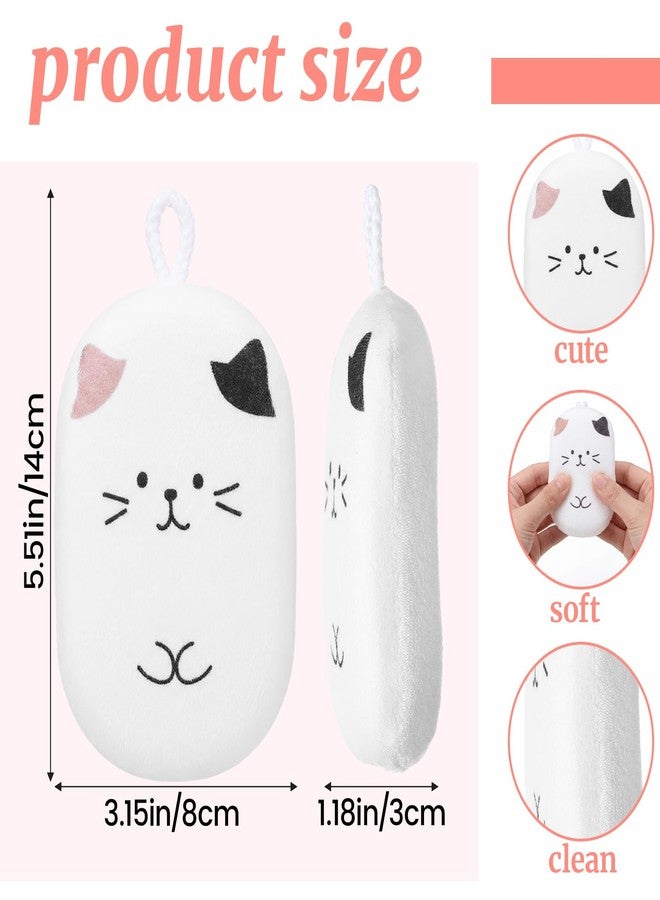 Ferrochef 3 Pcs Bath Loofah Sponge Animal Pattern Design Loofah Sponge Soft Exfoliating Body Scrubber for Shower Gentle Skin(White,Pink,Bear,Cat - Image 2