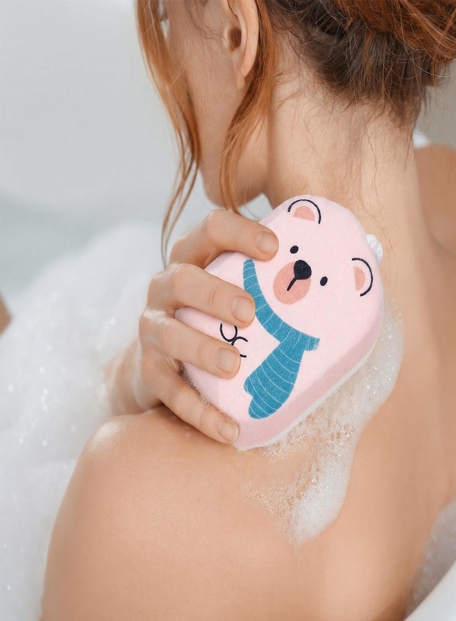 Ferrochef 3 Pcs Bath Loofah Sponge Animal Pattern Design Loofah Sponge Soft Exfoliating Body Scrubber for Shower Gentle Skin(White,Pink,Bear,Cat - Image 3