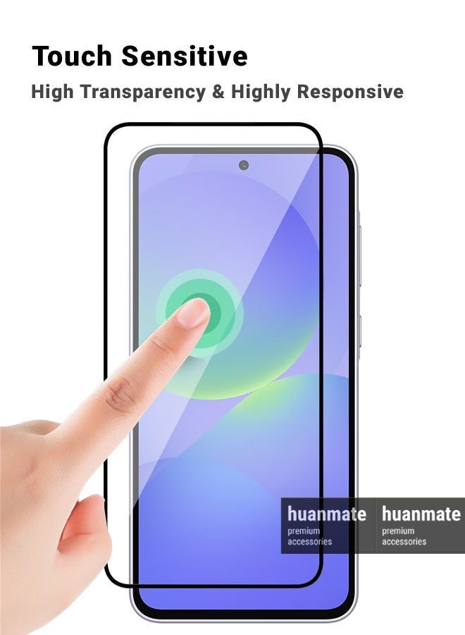 huanmate 2 Pieces Samsung Galaxy A36 Screen Protector – Premium Edge to Edge Tempered Glass, High Transparency, Delicate Touch, Anti-Explosion, Smooth Arc Edges, Easy Installation - Image 4