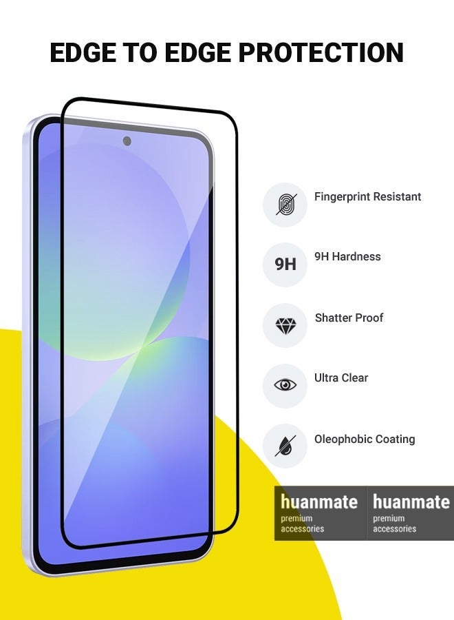 huanmate 2 Pieces Samsung Galaxy A36 Screen Protector – Premium Edge to Edge Tempered Glass, High Transparency, Delicate Touch, Anti-Explosion, Smooth Arc Edges, Easy Installation - Image 2