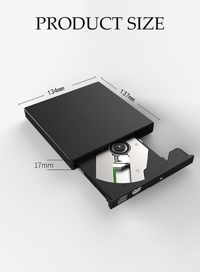 DUNISO Super Ultra Slim Portable DVD Drive with USB 2.0,External Drive with DISC Support , CD/DVD Burner & Reader for Laptops & Desktops (Black) - Image 2