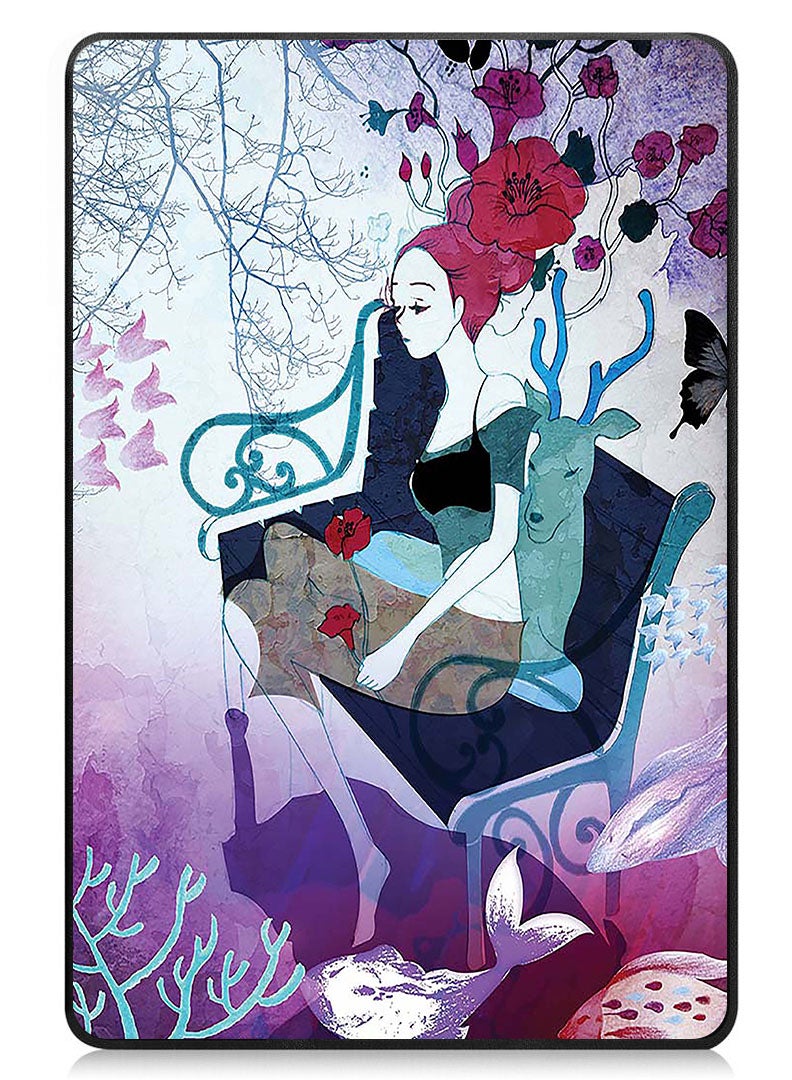 Theodor Protective Flip Case For Apple iPad Pro 13 (2024) With Trifold Stand Auto Wake Sleep Shockproof Cover Girl and Deer Art imagination  - Image 1