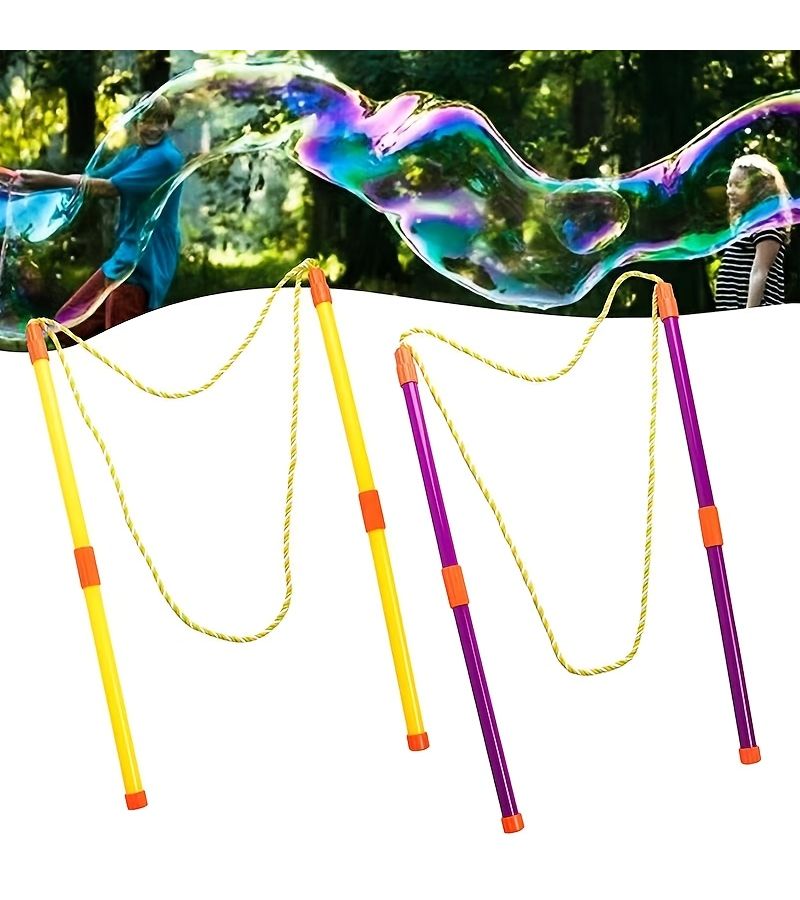 Purple Detachable Double Rod Bubble Ring Prop Big Colorful Bubbles Outdoor Fun - Image 1