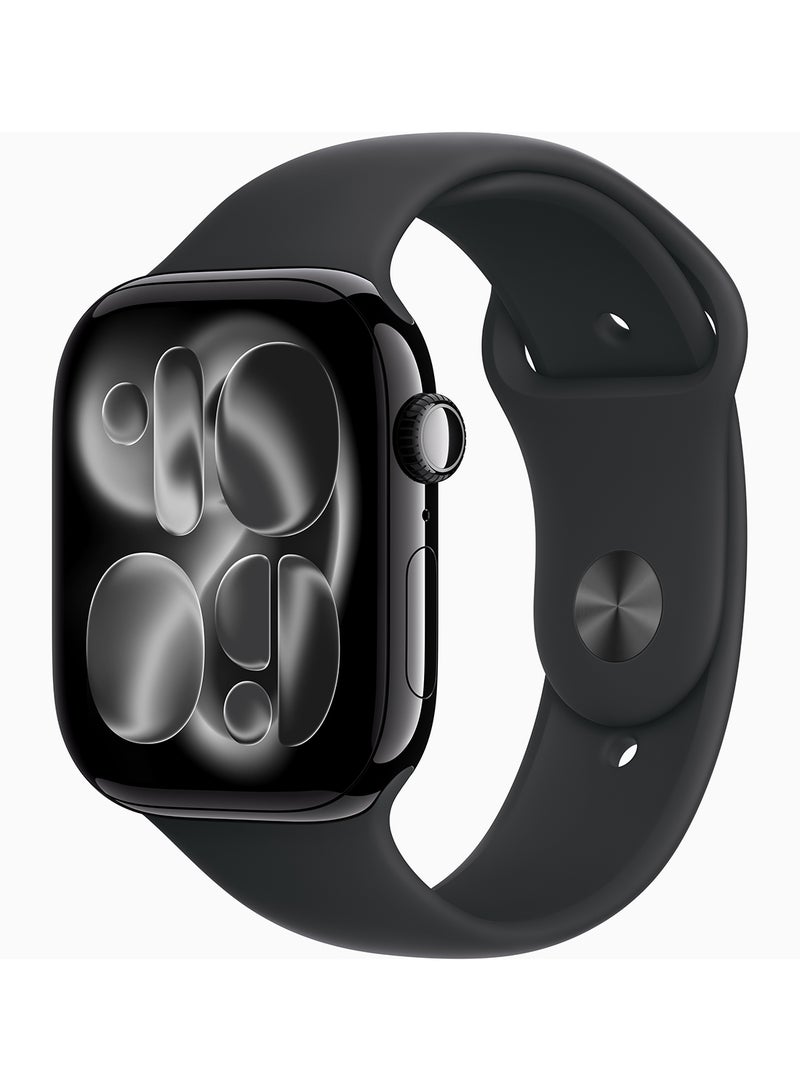 Apple Watch Series 11 GPS + Cellular 46mm (Middle East Version) Jet Black Aluminium Case With Black Sport Band - S/M - Image 1
